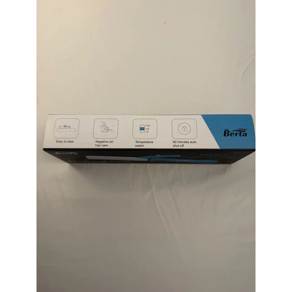Berta‎ Mini Hair Curler Ceramic Travel Iron Blue Negative Ion Auto Shut Off